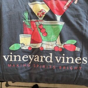 Vineyard Vines Navy Tee with Festive Cocktail Design